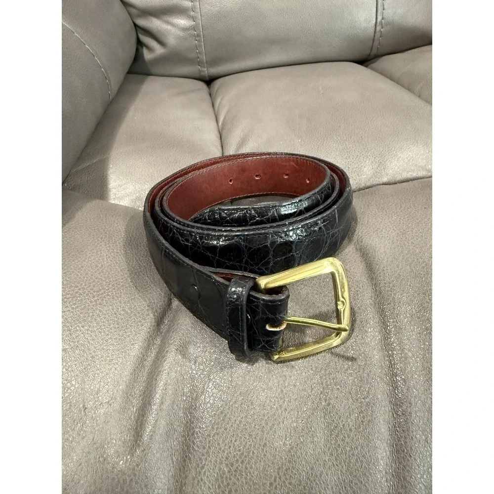 Genuine Black Alligator Belt by Kinnamon Lakeland,‎ Florida Hand Crafted In USA